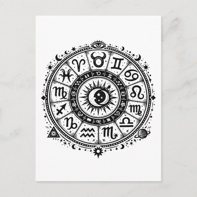 Zodiac Arcana — The Twelve Signs by BurnsInHell Postcard (Front)