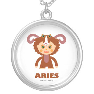 Zodiac Aries for Girls Silver Plated Necklace