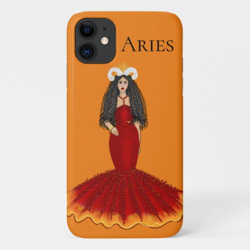 Zodiac Aries Goddess Custom Orange iPhone 11 Case