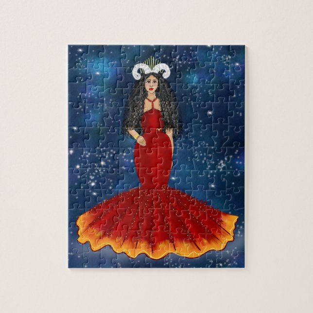 Zodiac Aries Goddess In Blue Celestial  Jigsaw Puzzle (Vertical)