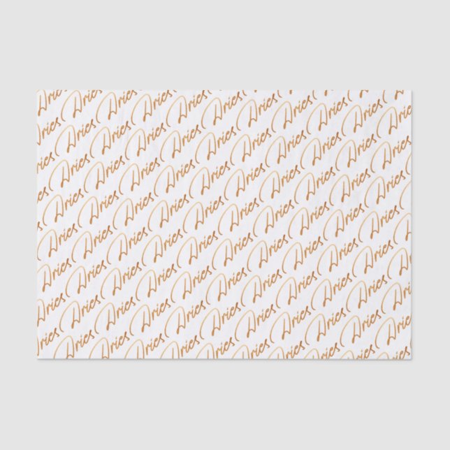 Zodiac "Aries" Gold Script Tissue Paper (Front)