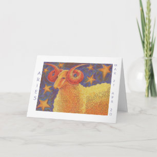 Zodiac Aries 'Happy Birthday' card white border