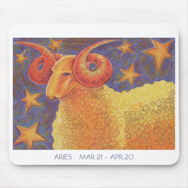 Zodiac Aries mousepad white border (Front)