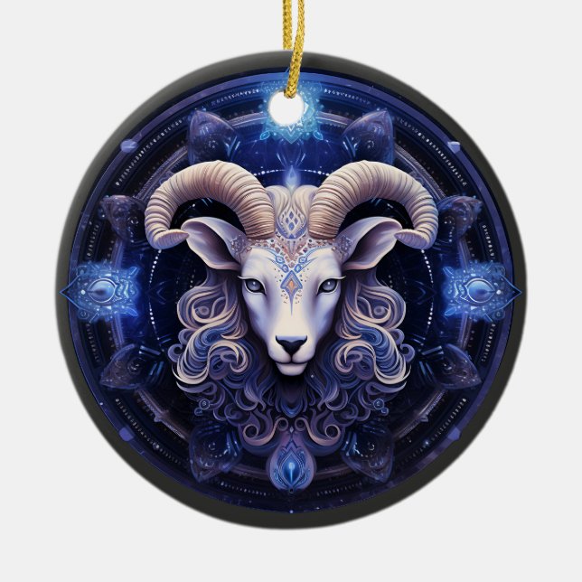 Zodiac Aries Personalized Astrology Ornament (Front)