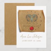 ZODIAC - Aries - Personalized Birthday Card