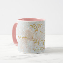 Zodiac Aries Star Sign Cosmic Monogram Glitter Mug