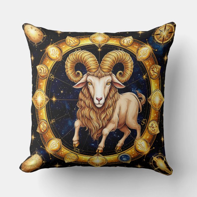 Zodiac Aries Symbol Throw Pillow (Front)