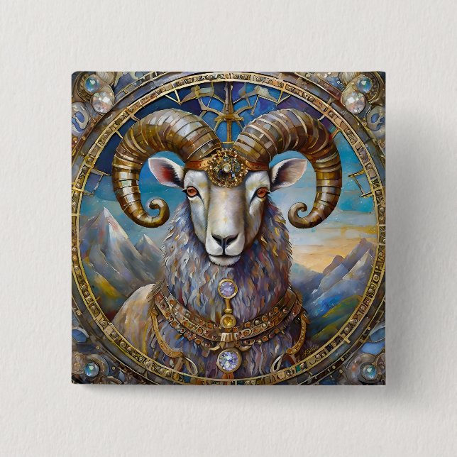 Zodiac - Aries The Ram Button (Front)