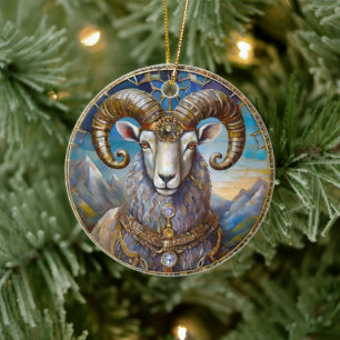 Zodiac - Aries The Ram Ceramic Ornament