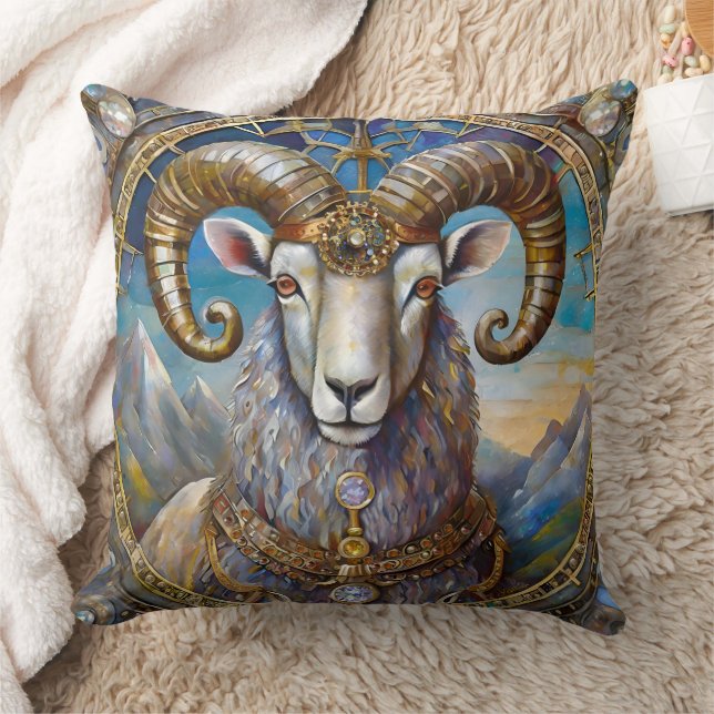 Zodiac - Aries The Ram  Throw Pillow (Blanket)