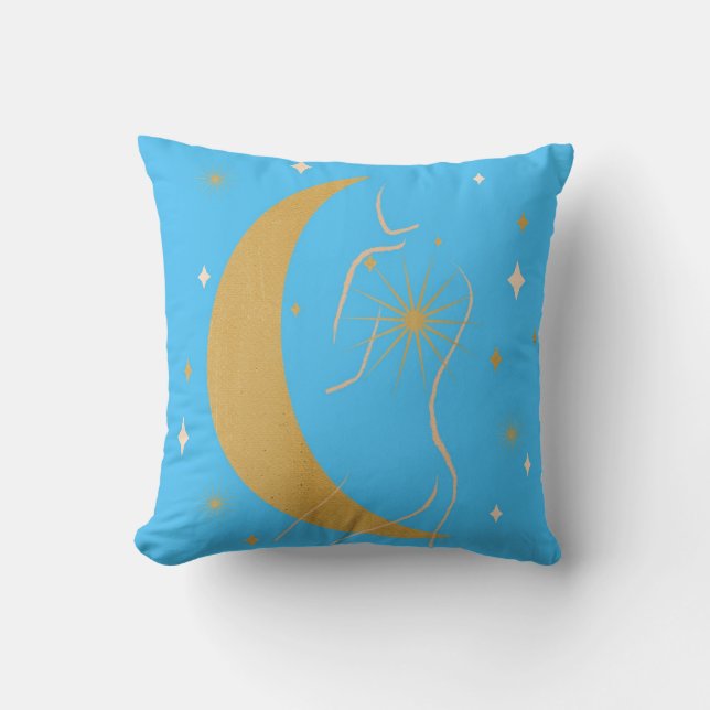 Zodiac Astrology Feminine Line Art Star Throw Pillow (Front)