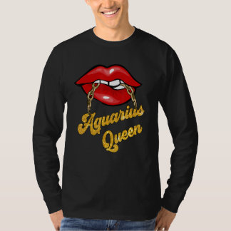 Zodiac Astrology Lip Aquarius Queen January T-Shirt