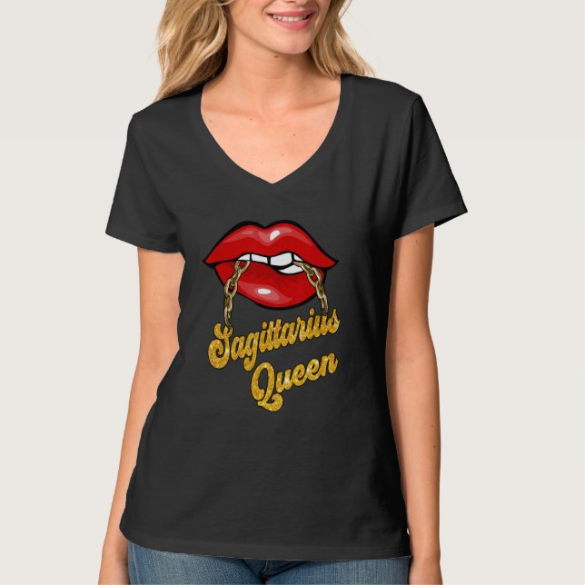Zodiac Astrology  Lip Sagittarius Queen November T-Shirt (Front)