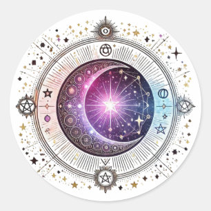 Zodiac astrology moon classic round sticker