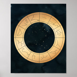 Zodiac, Astrology, Poster Moon Sun Stars