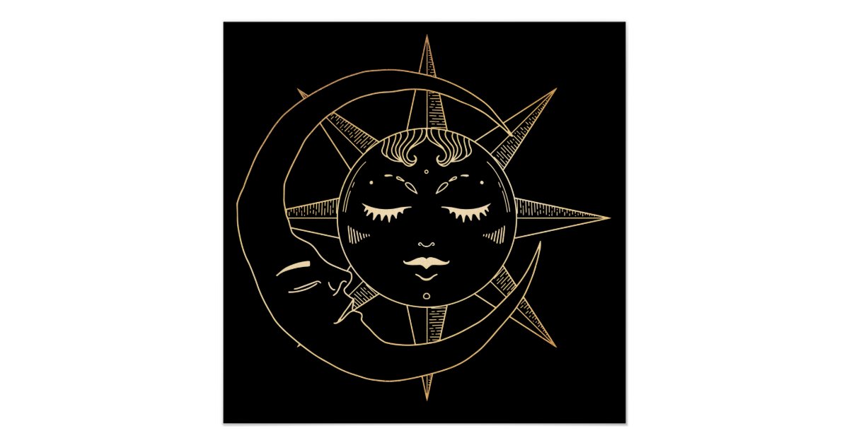 Zodiac, Astrology, Poster Moon Sun Stars | Zazzle.com