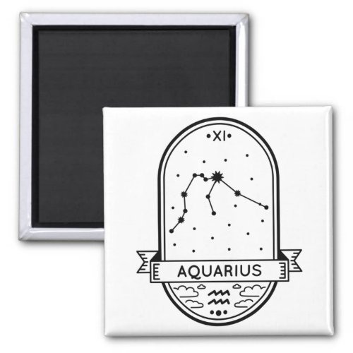 ZODIAC BADGE CONSTELLATION AQUARIUS STROKE MAGNET