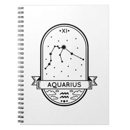 ZODIAC BADGE CONSTELLATION AQUARIUS STROKE NOTEBOOK