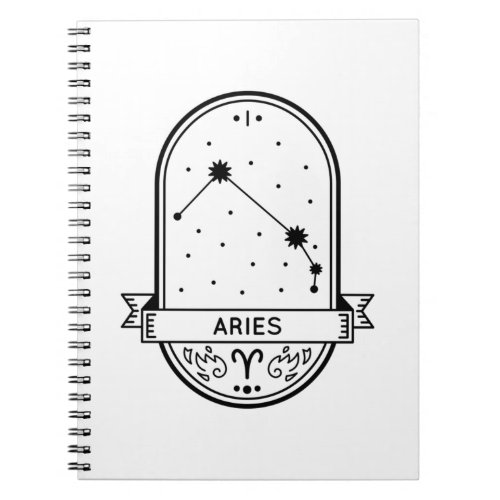 ZODIAC BADGE CONSTELLATION ARIES STROKE NOTEBOOK