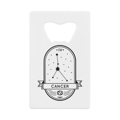 ZODIAC BADGE CONSTELLATION CANCER STROKE CREDIT CARD BOTTLE OPENER