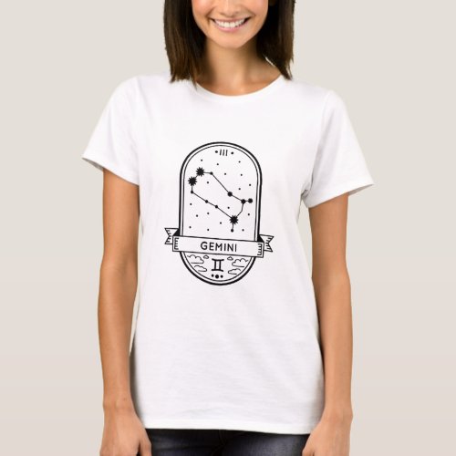 ZODIAC BADGE CONSTELLATION GEMINI STROKE T_Shirt