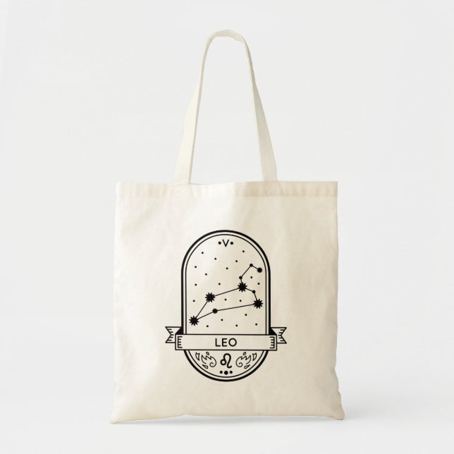 ZODIAC BADGE CONSTELLATION LEO STROKE TOTE BAG (Front)