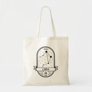 ZODIAC BADGE CONSTELLATION LIBRA STROKE TOTE BAG