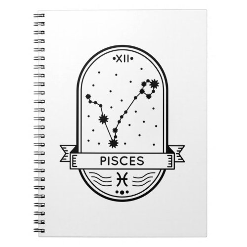 ZODIAC BADGE CONSTELLATION PISCES STROKE NOTEBOOK