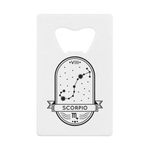 ZODIAC BADGE CONSTELLATION SCORPIO STROKE CREDIT CARD BOTTLE OPENER