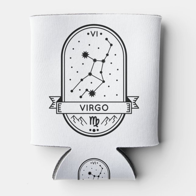ZODIAC BADGE CONSTELLATION VIRGO STROKE CAN COOLER (Front)