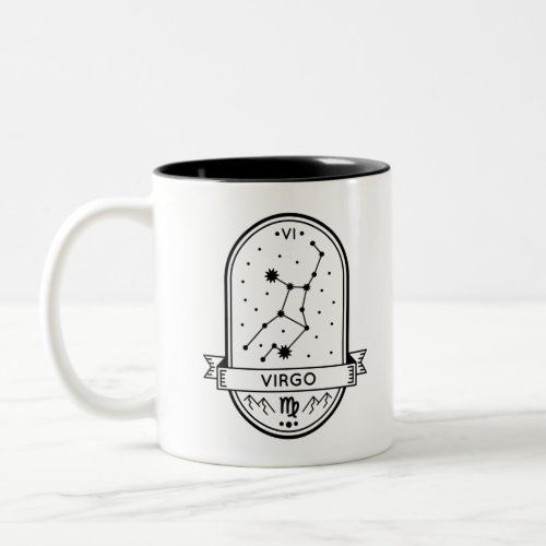 ZODIAC BADGE CONSTELLATION VIRGO STROKE Two_Tone COFFEE MUG