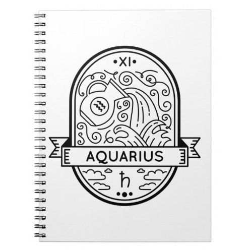 ZODIAC BADGE SYMBOL AQUARIUS STROKE NOTEBOOK