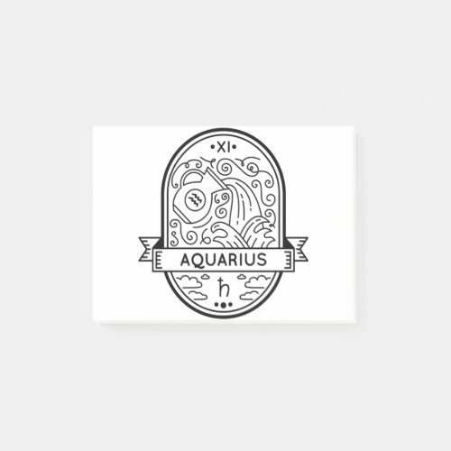 ZODIAC BADGE SYMBOL AQUARIUS STROKE POST_IT NOTES