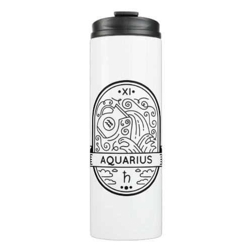 ZODIAC BADGE SYMBOL AQUARIUS STROKE THERMAL TUMBLER