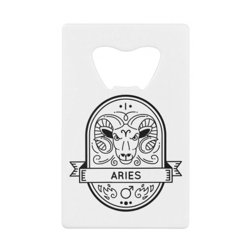 ZODIAC BADGE SYMBOL ARIES STROKE CREDIT CARD BOTTLE OPENER