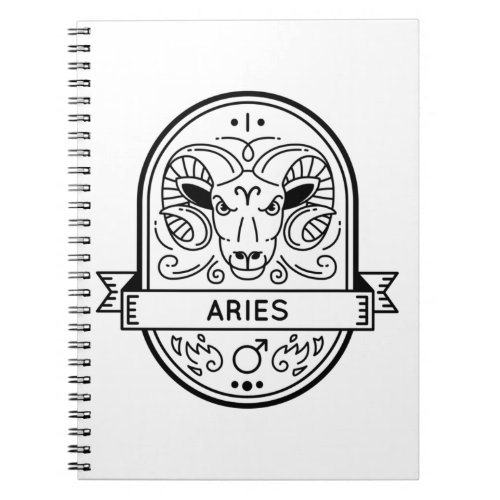 ZODIAC BADGE SYMBOL ARIES STROKE NOTEBOOK