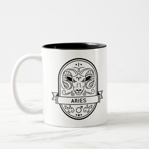 ZODIAC BADGE SYMBOL ARIES STROKE Two_Tone COFFEE MUG