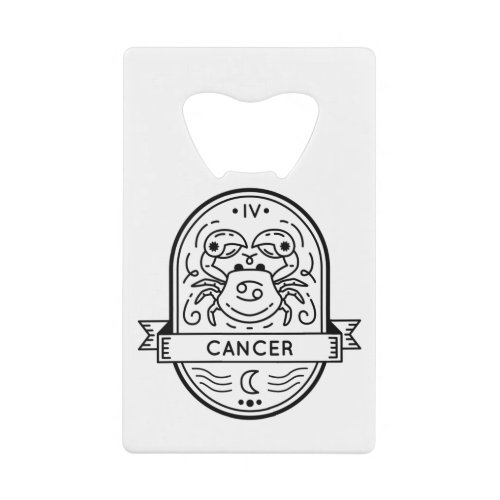 ZODIAC BADGE SYMBOL CANCER STROKE CREDIT CARD BOTTLE OPENER