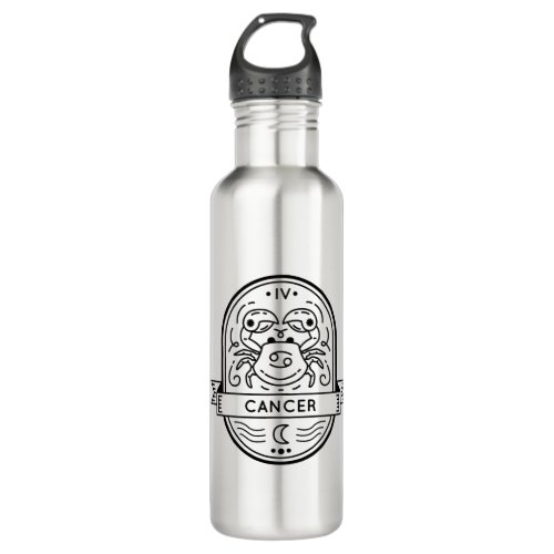 ZODIAC BADGE SYMBOL CANCER STROKE STAINLESS STEEL WATER BOTTLE