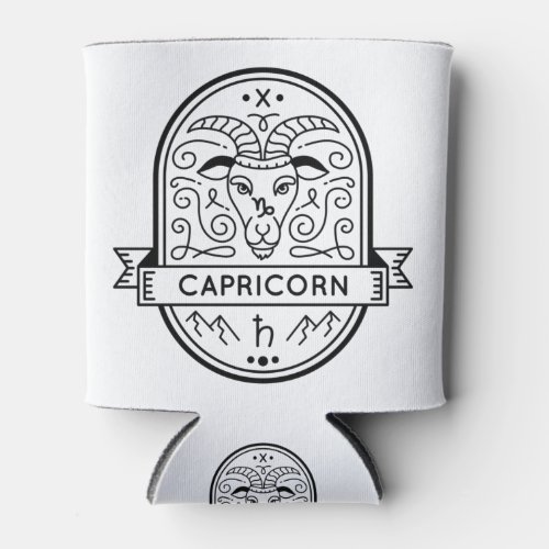 ZODIAC BADGE SYMBOL CAPRICORN STROKE CAN COOLER