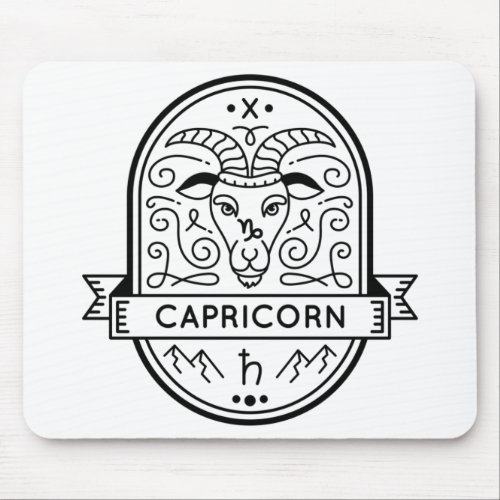 ZODIAC BADGE SYMBOL CAPRICORN STROKE MOUSE PAD