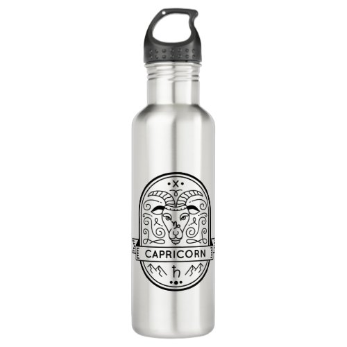 ZODIAC BADGE SYMBOL CAPRICORN STROKE STAINLESS STEEL WATER BOTTLE