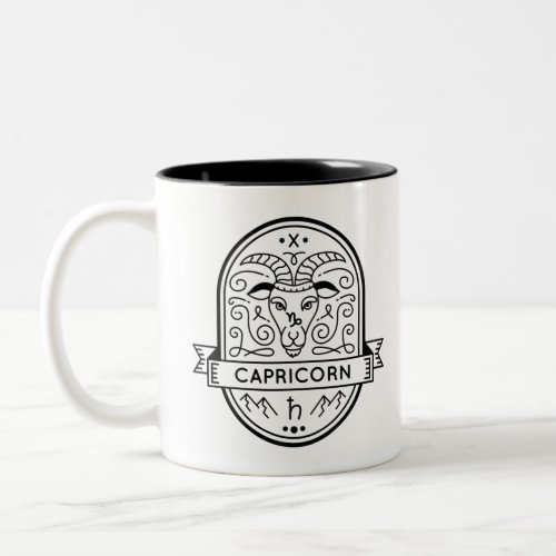 ZODIAC BADGE SYMBOL CAPRICORN STROKE Two_Tone COFFEE MUG