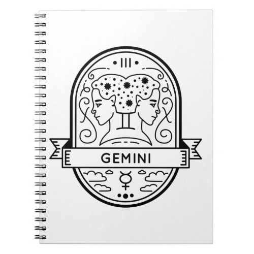 ZODIAC BADGE SYMBOL GEMINI STROKE NOTEBOOK