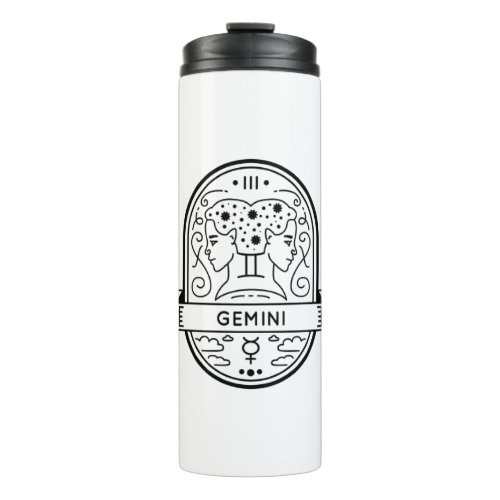 ZODIAC BADGE SYMBOL GEMINI STROKE THERMAL TUMBLER