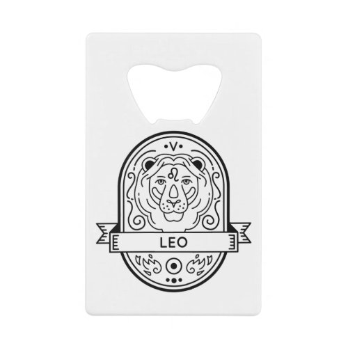 ZODIAC BADGE SYMBOL LEO STROKE CREDIT CARD BOTTLE OPENER