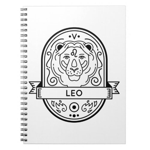 ZODIAC BADGE SYMBOL LEO STROKE NOTEBOOK