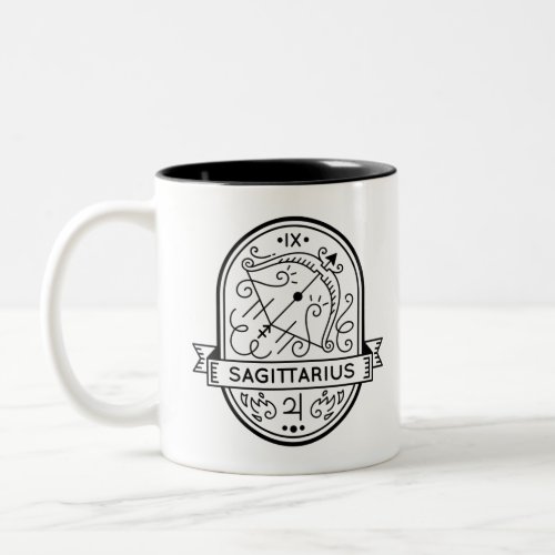 ZODIAC BADGE SYMBOL SAGITTARIUS STROKE Two_Tone COFFEE MUG