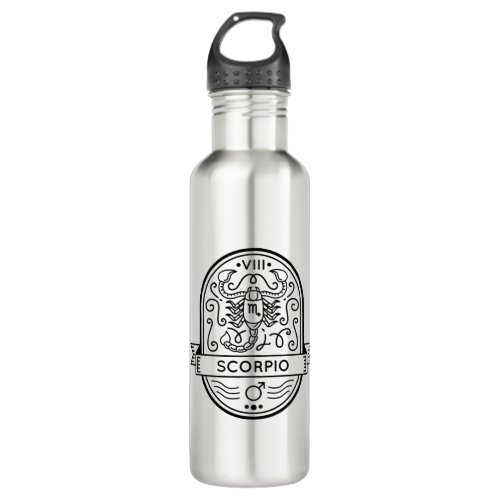 ZODIAC BADGE SYMBOL SCORPIO STROKE STAINLESS STEEL WATER BOTTLE