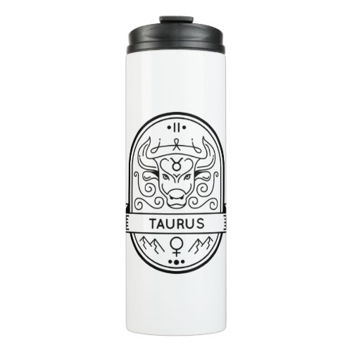 ZODIAC BADGE SYMBOL TAURUS STROKE THERMAL TUMBLER